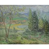 Stewart Macdermott, Spring Landscape, Oil on Canvas