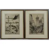 Anton Schütz, Wall Street Giants, Two Etchings