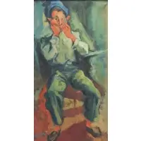 Charles Rennick, Seated Man, Oil on Canvas
