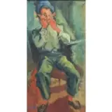 Charles Rennick, Seated Man, Oil on Canvas