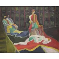 William P Connor, Acrobats at Rest, Oil on Masonite "Acrobats at Rest"