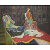 William P Connor, Acrobats at Rest, Oil on Masonite "Acrobats at Rest"