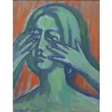 Dino Migliorini, Crying Woman, Oil on Board
