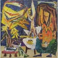 Audrey Skaling, Tea Party, Oil on Canvas