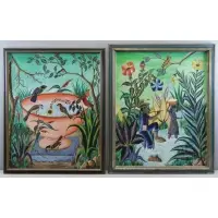 Adam Leontus, Untitled, Two Haitian Oils on Masonite