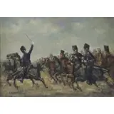 Jan Hoynck van Papendrecht, Cavalry Charge, Oil on Canvas