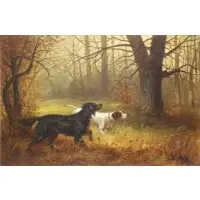J.L Hill, Hunting Dogs, Oil on Canvas