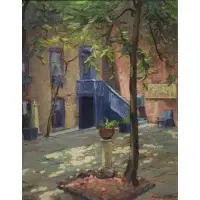 Adrien Brewer, Street Scene, Oil on Canvas