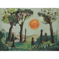 Benny Andrews, Path to the Moon, Oil with Collage on Canvas,1963