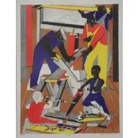 Workshop by Jacob Lawrence, Lithograph "Workshop", sold Sep 2014