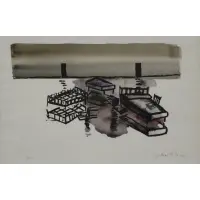 Guillermo Kuitca, Interior Still Life, Watercolor & Lithograph