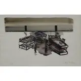 Guillermo Kuitca, Interior Still Life, Watercolor & Lithograph