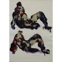 Herbert Kallem, Herbert Kallem (American, 1909 - 1994, active in New York), 1975 Oil on Paper of Reclining Figures