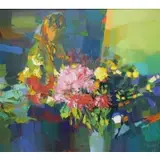 Nicola Simbari, Woman with Flowers