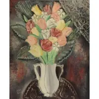 Reuven Rubin, Flowers in a White Vase, Oil on Canvas