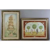 Michael Muchnik, Two Works, Gouache or oil on paper of a courting couple, sight - 25.25" high x 13.25" wide