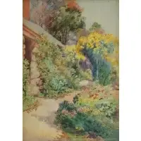Henry Rice, Garden Pathway, Watercolor on Paper