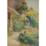 Henry Rice, Garden Pathway, Watercolor on Paper