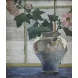 Bertha Baxter, Flowers Before a Window, Oil on Canvas
