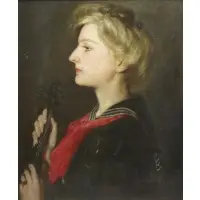 Violet Miller, Violet Miller Sattig (American, ? - 1920), 1906 Oil on Canvas Portrait of a Woman with a Violin