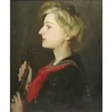 Violet Miller, Violet Miller Sattig (American, ? - 1920), 1906 Oil on Canvas Portrait of a Woman with a Violin