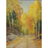 Gustave Wiegand, Autumn Path, Oil on Board