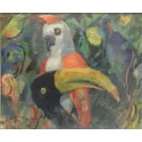 Gerrit Hondius, Gerrit Hondius (Dutch/American, 1891 - 1970), Oil on Canvas of Exotic Birds