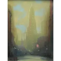 Leon Louis Dolice, New York Street Scene, Pastel