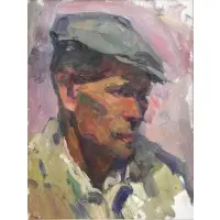 Ivan Filichev, Oilworker, 1965, Oil on Cardboard "Oilworker" 1965