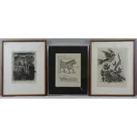 Pablo Picasso, Histoire Naturelle (Texts de Buffon). Cow - pencil signed lower right below image, image size - 10.5, 3 Buffon Suite Etchings and Aquatints