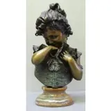 Emilio Fiaschi, E. Fiaschi, Patinated Bronze Bust of a Young Girl