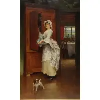 John Scott, The China Cupboard, Oil on Canvas "The China Cupboard"