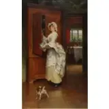 John Scott, The China Cupboard, Oil on Canvas "The China Cupboard"