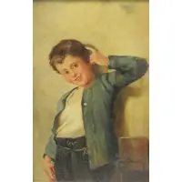 John Henrici, Portrait of a Boy, Oil on Canvas