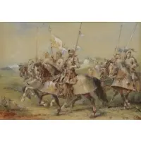 The Crusaders by Charles Cattermole, Watercolor, sold Jul 2014