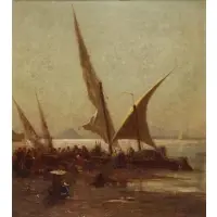 Robert Swain Gifford, Windy Day at Boulock, Orientalist Oil on Canvas