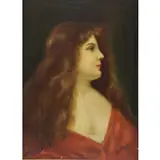 Portrait of a Young Beauty by Nicholas Saleen Macsoud, Oil on Board, sold Jul 2014