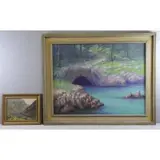 Delaware Water Gap by Nicholas Saleen Macsoud, Two Oil Landscapes, sold Jul 2014