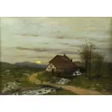 Robert Kluth, House with Mill in Landscape, Oil on Canvas