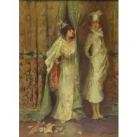 S.W Van Schaick, Plaque on frame misattributes the painting to J.W. Van Sohn, Oil on Canvas of Beauty and a Chef