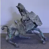 Fred Farr, Untitled, Modernist Bronze Seated Horse