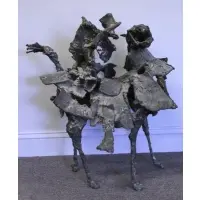 Fred Farr, FARR, Modernist Bronze Standing Horse & Rider