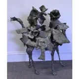Fred Farr, FARR, Modernist Bronze Standing Horse & Rider