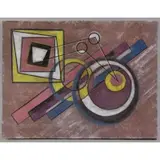 Konstantin Medunetsky, Stamp and inscription verso, Abstract Oil or Gouache Paper
