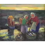 Arturo Pacheco Altamirano, Marisqueras, Oil on Canvas "Marisqueras"