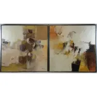 Elba Alvarez, Untitled, Two Abstract Oils on Canvas