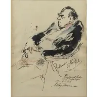 LeRoy Neiman, Finders Keepers, 1966 Mixed Media of Robert Morley as Colonel Roberts in "Finders Keepers"