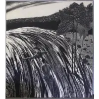Peter Drake, Fall, 1983, Large Ink on Sandpaper "Fall" 1983