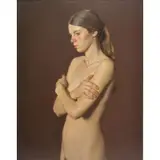 Nelson Shanks, In a Lowy frame, Oil on Canvas of a Nude Beauty