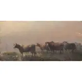 August Friedrich Albert Schenck, Schenck, Oil on Panel of Cows in Pasture